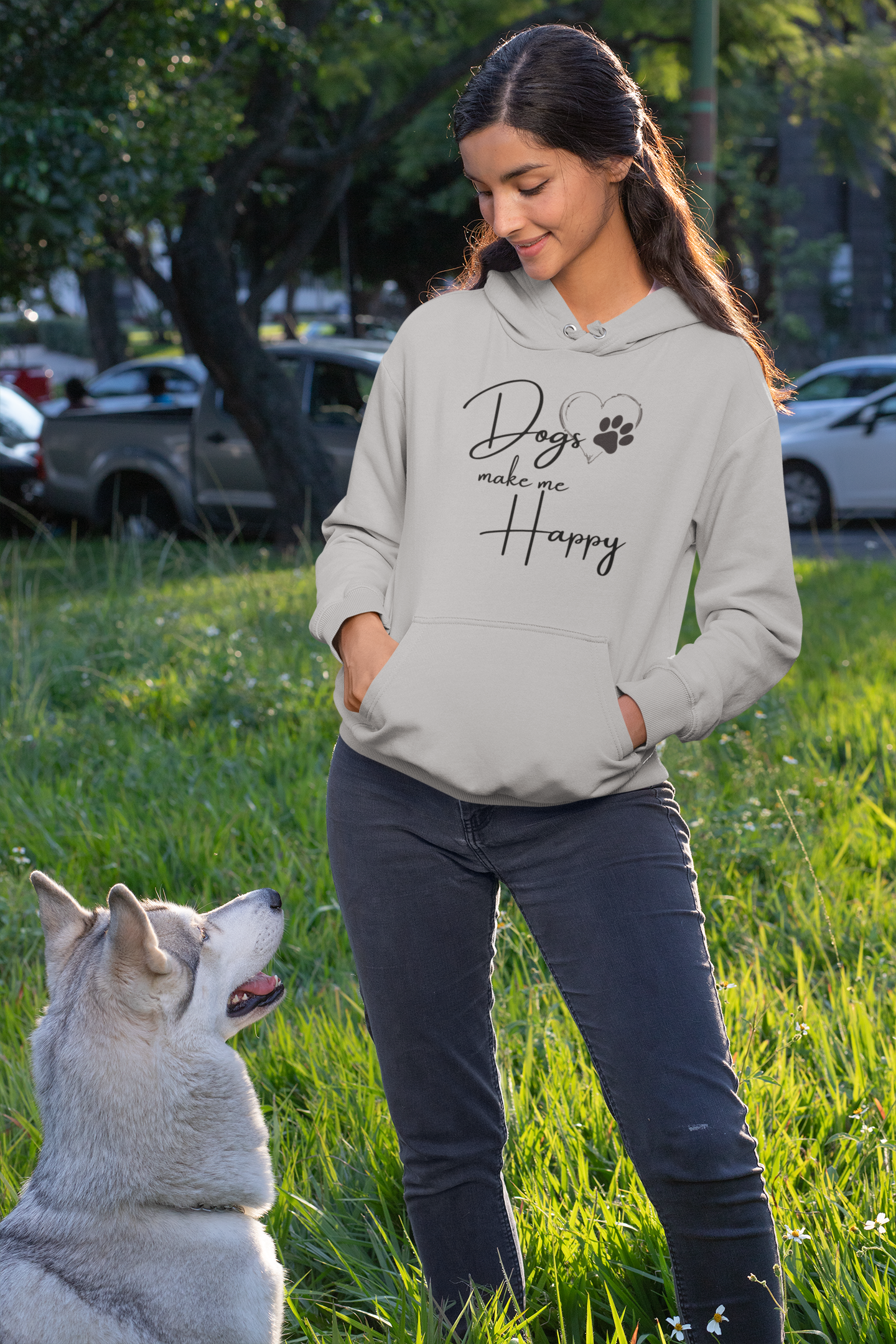 Dogs Make Me Happy Heavy Blend™ Hooded Sweatshirt